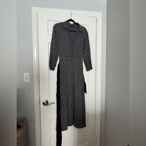 Zara Black and Gray Plaid Long Sleeve Dress USA M
